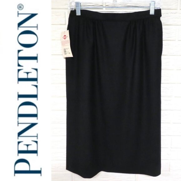 NEW! Pendleton 10P 100% Virgin Wool Straight Skirt Black Solid - Picture 1 of 6
